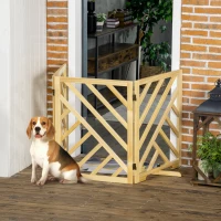 PawHut Foldable Gate with Ultra-Stable Feet, Medium & Small Dog Gate Freestanding with Two-Way Hinges, Wooden Dog Gate Dog Accessories(m-2)