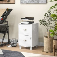 HOMCOM 2-Drawer Small Filing Cabinet Lockable Home Office Storage Cabinet with Adjustable Hanging Bars for A4 Letter White(m-8)