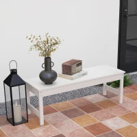 Outsunny 47" Outdoor Bench Seat, HDPE All-Weather Garden Bench, Backless Slatted Patio Bench for Yard, Porch, Park, White(m-2)