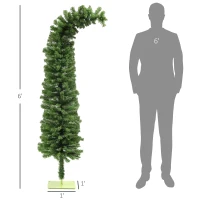 HOMCOM 6ft Whimsical Pencil Christmas Tree, Bendable Artificial Christmas Tree with 400 Branch Tips and Metal Base, Green(m-3)
