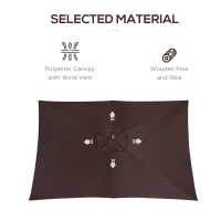 Outsunny Patio Umbrella Market Patio Sun Umbrella Rectangle Coffee(m-7)