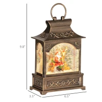 HOMCOM Musical Christmas Snow Globe, Lighted Lantern Snow Globe with Swirling Glitter, Battery Operated Xmas Decoration, Bronze(m-3)