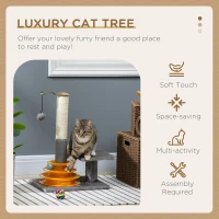 PawHut 22" Cat Tree Tower Activity Center, Kitten Play House with Scratching Posts, Perch and Ball Toy, Grey(m-4)