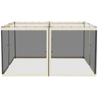 Outsunny Replacement Mosquito Netting for Gazebo 13' x 13' Black Screen Walls for Canopy with Zippers for Parties and Outdoor Activities, Cream White(m-10)