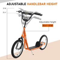 Aosom Youth Scooter Kick Scooter for Kids 5+ with Adjustable Handlebar Front and Rear Dual Brakes, Orange(m-4)