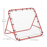 HOMCOM Volleyball Rebounder Net Football Training Aid Kickback Target Play Red(m-3)