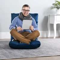 HOMCOM 13-Position Floor Folding Gaming Lazy Floor Sofa Chair Lounge Adjustable Sleeper Bed Couch Recliner, Blue(m-8)