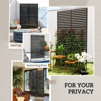 Outsunny Decorative Outdoor Privacy Panel, Freestanding Metal Outdoor Divider with Stand for Garden, Backyard, Deck, Pool, Black(m-6)