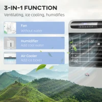 HOMCOM 3-In-1 Ice Cooling Fan, Mobile Evaporative Air Cooler with Remote, Timer, Oscillating for Home Office, Bedroom, Gray(m-6)