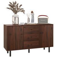 HOMCOM Retro Sideboard with 2 Cabinets 3 Drawers, Buffet Table, Rustic Brown
