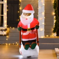 HOMCOM 4 ft Christmas Inflatables Outdoor Decorations Santa Claus Skiing, LED Lighted Blow Up Holiday Yard Christmas Decor(m-2)