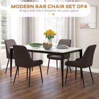 HOMCOM Upholstered Kitchen Chairs, Modern Dining Chairs Set of 4 with Diamond Tufting and Steel Legs for Dining Room, Brown(m-4)