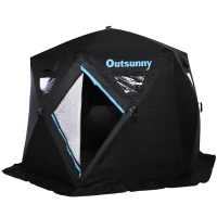 Outsunny 4-6 People Ice Fishing Shelter, Pop-up Ice Fishing Tent, Ice Shanty, Portable and Insulated, with Carry Bag, for Low-Temp -104°F(m-1)