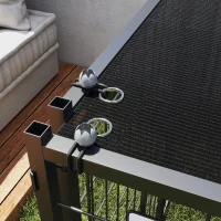 PawHut Outdoor Dog Run with Adjustable & Rotatable Dog Bowls, Sun-Shade Cover, for Small and Medium Dogs, 4.6' x 4.6' x 3.7'(m-10)