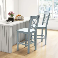 HOMCOM Counter Height Stools Set of 2, Farmhouse Bar Stools with Backs, Solid Wood Counter Stools for Kitchen Island(m-8)