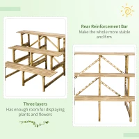Outsunny 39.5'' L x 31.5" W x 31.5"H 3 Tier Flower Stand Wood Planter Ladder Display  Rack for Garden Indoor Outdoor Backyard Storage Shelf Unit(m-5)
