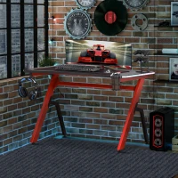 HOMCOM 47" Gaming Desk with LED Lights, Home Office Gaming Table, Computer Table with Hook, Cup Holder, Controller Rack & Cable Management(m-8)