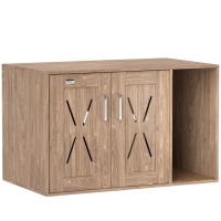 PawHut Cat Litter Box Enclosure with Scratching Board, Cat Washroom End Side Table, 31.5" x 19" x 20", Walnut Brown