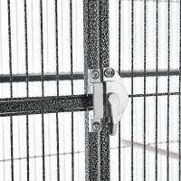 PawHut 30" Rolling Metal Bird Cage Feeder with Detachable Rolling Stand, Storage Shelf, Wood Perch & Food Container(m-8)