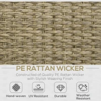 Outsunny 6 Pieces Outdoor PE Rattan Wicker Patio Furniture Sofa Set with Thick Cushions, Deluxe Garden Sectional Couch with Glass Top Table, Yellow and Navy Blue(m-4)