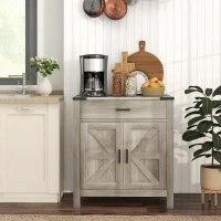 HOMCOM Kitchen Sideboard Cabinet Small Countertop Storage w/ Drawer & Shelf for Kitchen Living Room Entryway White(m-1)