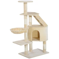 PawHut 49” Deluxe Cat Tree Furniture Scratching Pet Tower Kitten Play Post (Creamy White)(m-2)