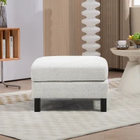 HOMCOM Ottoman Module for Modular Sectional Sofa, Upholstered Footrest with Wood Legs and Pocket Spring, Cream White(m-8)