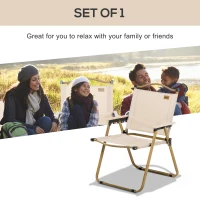 Outsunny Camping Chair, Lightweight Folding Chair, Portable Armchair, Excellent for Festivals, Fishing, Khaki(m-4)