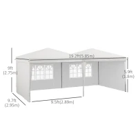Outsunny 10' x 19' Pop Up Canopy Tent, Tents for Parties, with Carry Bag and Sand Bags, Height Adjustable(m-3)