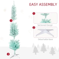 HOMCOM 6ft Pencil Christmas Trees, Skinny Artificial Christmas Tree for Xmas Holiday Decor, Gradient Blue(m-7)