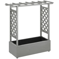 Outsunny Wooden Raised Garden Bed with Trellis, Outdoor Planter Box with Hanging Roof, Drainage Holes and Bed Liner(m-2)