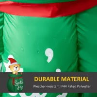 HOMCOM 4.5 ft. Christmas Inflatables Outdoor Decorations Bear In Santa Claus Toy Bag, Blow-Up Holiday Yard Christmas Decor with LED(m-6)