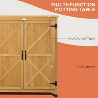 Outsunny Outdoor Storage Cabinet & Potting Table, Wooden Gardening Bench with Patio Cabinet and Magnetic Doors(m-4)
