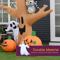 HOMCOM 7.5' Tall Lighted Halloween Inflatables Outdoor Decorations Haunted Tree With Owl, Ghost, Pumpkins, Blow Up LED Yard Decor for Garden, Lawn, Party, Holiday, Waterproof(m-5)