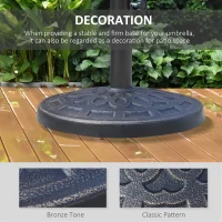 Outsunny 26 lbs Resin Round Umbrella Base Stand Market Parasol Holder with Beautiful Decorative Pattern, for Φ1.5", Φ1.89" Pole, for Lawn, Deck, Backyard, Garden, Bronze(m-4)