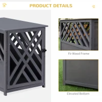PawHut Furniture Style Wood Dog Crate End Table Decorative Dog Cage Kennel Lattice Night Stand with Lockable Door, Grey(m-6)