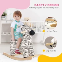 Qaba Zebra Shaped Kids Rocking Horse with Realistic Sound for 2-4 Years, Black(m-5)