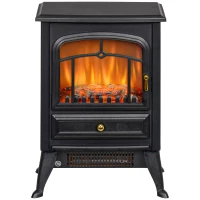 HOMCOM Fireplace Stove, Electric Fireplace Heater with Realistic LED Flames and Logs, 725W/1450W, Black(m-1)