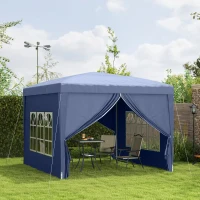 Outsunny 10'x10' Outdoor Pop Up Party Tent Wedding Gazebo Canopy with Carrying Bag (Blue)(m-8)