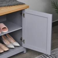 HOMCOM Shoe Cabinet with Double Doors, Shoe Storage Cabinet with 4 Compartments for Hallway, Entryway, Grey(m-10)