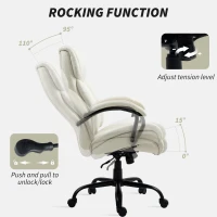 Vinsetto Executive Office Chair with Wide Seat, Computer Desk Chair with Adjustable Height, Swivel Wheels, Cream White(m-7)