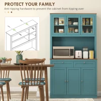 HOMCOM 71" Kitchen Pantry Cabinet with Microwave Stand, Kitchen Hutch with 2 Drawers and Adjustable Shelves, Green(m-6)