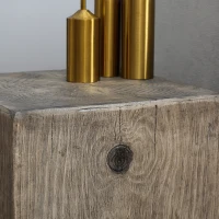 HOMCOM Concrete End Table Rustic Side Table with Wood Grain Finish for Indoors and Outdoors Gray(m-8)