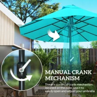 Outsunny Patio Umbrella 15ft Double-Sided Outdoor Market Extra Large Umbrella with Crank Handle for Backyard, Light Blue(m-5)