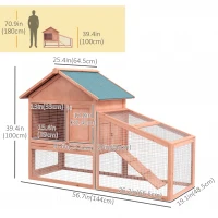 PawHut 2 Tier Rabbit Hutch Outdoor Bunny House Guinea Pig Cage with Removable Tray, Ramp, Asphalt Roof(m-3)