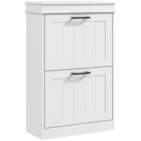 HOMCOM Modern Shoe Storage Cabinet with 2 Flip Drawers for 10 Pairs, Narrow Shoe Organizer for Entryway, Hallway, White(m-11)