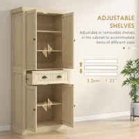 HOMCOM 72" Kitchen Cabinet, Kitchen Pantry Cabinet with 4 Doors, 2 Adjustable Shelves and Drawer, Nature Wood(m-7)