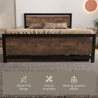 HOMCOM Full Bed Frame with Headboard & Footboard, Strong Metal Slat Support Bed Frame w/ Underbed Storage Space, No Box Spring Needed, 56.75''x76.75''x40.5''(m-6)
