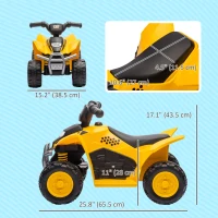 Qaba Licensed Kids ATV, 6V Electric Ride on Car for Kids with Horn, LED Headlights, for 18-36 Months, Yellow(m-3)
