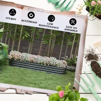 Outsunny 6.4' x 2' x 1' Galvanized Raised Garden Bed Kit, Metal Planter Box with Safety Edging, Dark Gray(m-7)